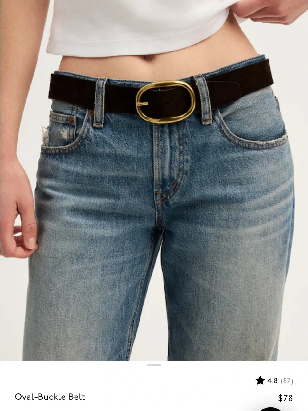 Madewell Dark Carob suede Belt with Oval Gold Buckle